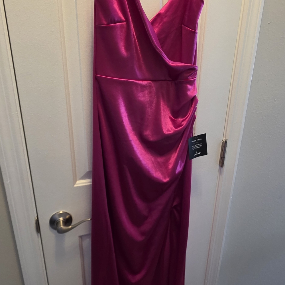 Lulu's Fuchsia Satin Maxi Dress
